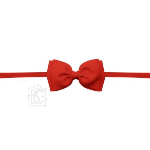 Thin Nylon Headband with Flat Grosgrain Hair Bow - Beyond Creations - Hair Bows and Accessories