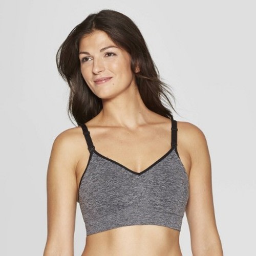 Women's Nursing Seamless Bra - Auden™, Color: Heathered Gray/Black, Size: M