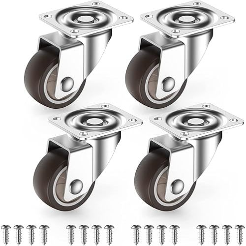 HOLKIE 1 inch Small Caster Wheels for Furniture Low Profile Casters Set of 4 Total Capacity 90 Lbs Perfect Wheels for Small Project,Nightstand,Side Table (No Brake)