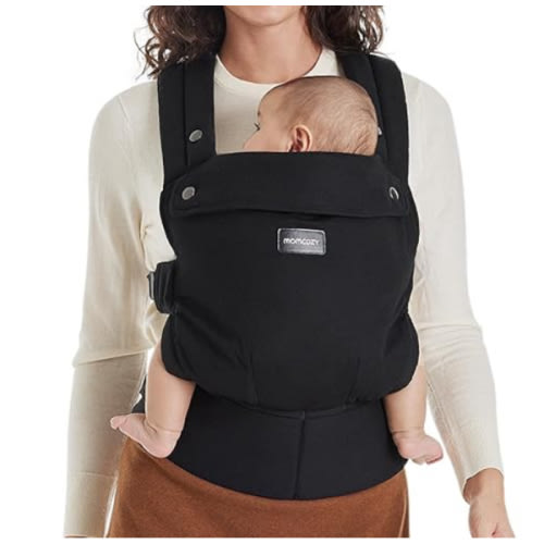 Momcozy Baby Carrier - Ergonomic, Cozy and Lightweight Carrier for 7-44lbs, Effortless to Put On, Ideal for Hands-Free Parenting, Enhanced Lumbar Support, Purehug for Infant to Toddler, Black