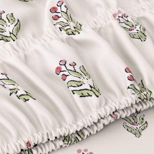 Twin/Twin XL 310 Thread Count Teen Block Print Ruffle Sheet Set Pink/Cream - Threshold™ designed with Studio McGee