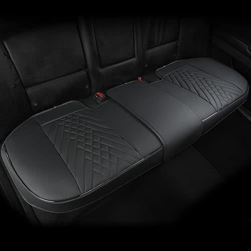 GIANT PANDA PU Leather Rear Seat Cover Protector, Anti-Slip Adjustable (50~55.5'') – Fits 90% Vehicles (Excludes Large SUVs/Trucks) - Black