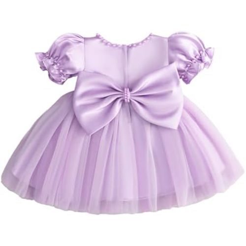 Toddler Baby Flower Girls Dress Wedding Guest Satin Birthday Party Formal Pageant Tulle Dress for Baby Girl