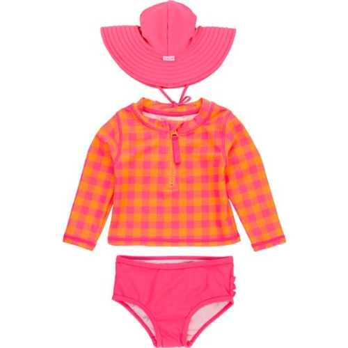 Sunset Sorbet Gingham Long Sleeve Two-Piece Swimsuit, 18-24M