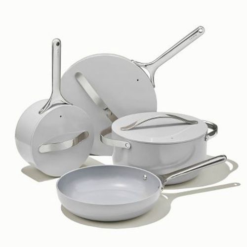Caraway Home 12pc Cookware Box Set Gray: Ceramic Nonstick Pan & Pot Set, Stainless Steel Handles, Induction Compatible