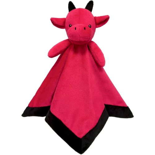 Baby Red Dragon Soft Stuffed Animal Security Blanket, Dinosaur Plush Character Lovey Blanket, Baby Shower/Nursery Gift, Newborn Infant Toddler Snuggle Blankie for Boys Girls, 14 Inches