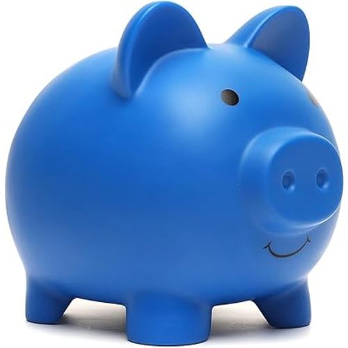 Piggy Bank, Coin Bank for Boys and Girls, Children's Plastic Shatterproof Money Bank (Dark Blue, Medium)