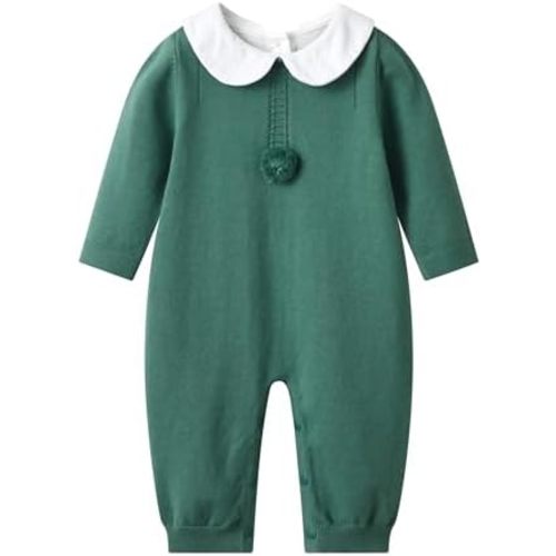 Baby Infant Boy Girl Peter Pan Collar Knit Sweater Romper Outfit Clothes One-Piece Coverall Baby Clothing Jumpsuit