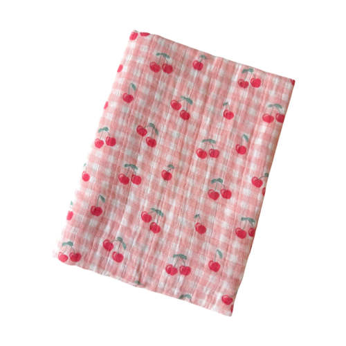 Gingham Cherries / Muslin Swaddle