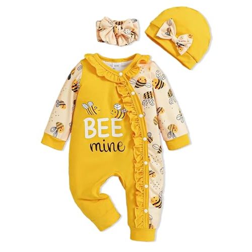 Preemie Newborn Baby Girl Clothes Infant Fall Winter Outfits Letter Floral One-Piece Romper+Jumpsuit