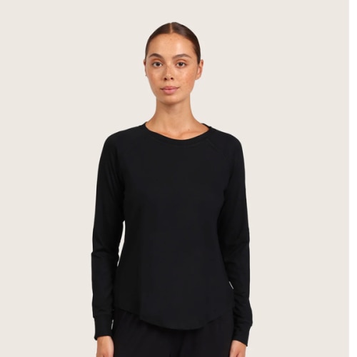 Goodnight Raglan Sleep Top-Black