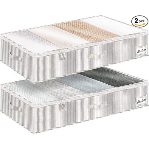 StorageWorks Large Under Bed Storage Containers with Handles and Label Holder, 2 Pack Ultra-thick Fabric Underbed Bins, Closet Organizer for Clothes, Blankets, Sweater