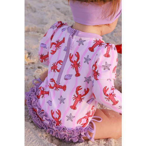 Long Sleeve Rash Guard With Ruffle Bottom | Pinch Me Pink