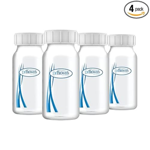 Dr. Brown's Breast Milk Collection Bottles with Storage Caps, Breast Pumps Compatible, Collect, Store, and Keep Milk Fresh, BPA Free – 4-Pack
