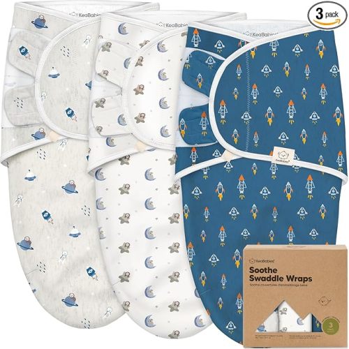 3-Pack Organic Baby Swaddle Sleep Sacks - Swaddles for Newborns, Infant 0-3 Months, Baby Girls, Boys, Soft & Snug Newborn Sleep Sack, Nursery Swaddling Blankets (Cosmo, OS)
