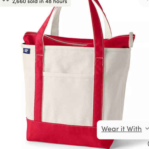 Medium 5 Pocket Open Top Canvas Tote Bag | Lands' End