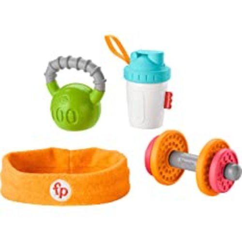 Amazon.com : Fisher-Price Teething & Rattle Toys Baby Biceps Gift Set, Gym-Themed For Infant Fine Motor & Sensory Play, 4 Pieces : Baby