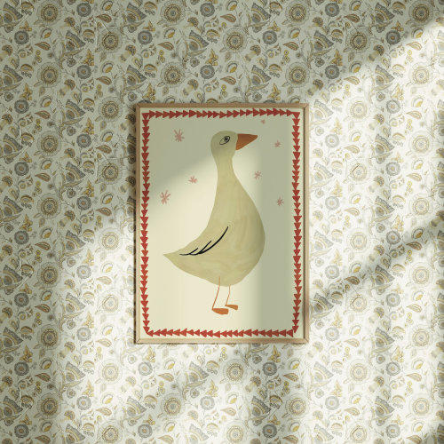 Silly Goose Wall Art, Boy Nursery Decor, Farm Animals Printable, Children&#39;s Room Print, gift for New Mom, Cottagecore Art, Vintage Goose Art