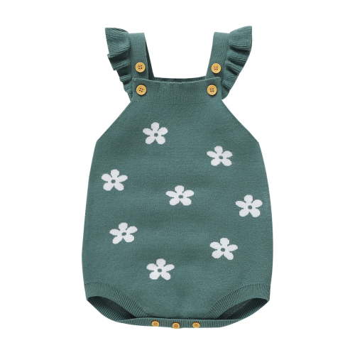Gunia Rompers For Girls,Newborn Infant Boy Floral Ruffle Knit Sweater Sleeveless Bodysuit Clothes Stylish Girls Overalls,6-9 Months
