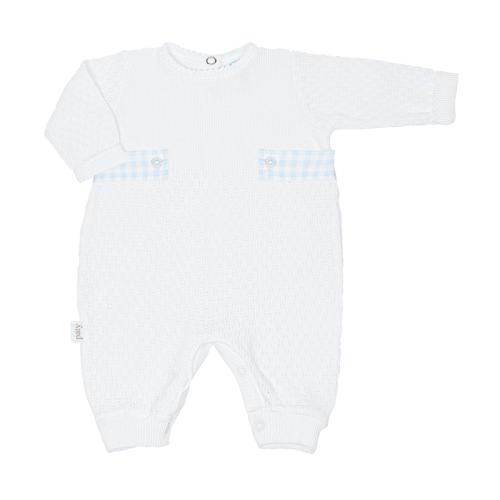 Gingham Tab Paty Knit Romper - 6 month blue