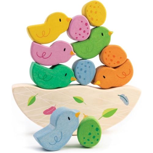 Tender Leaf Toys - Rocking Baby Birds - 12 Piece Balance Toy - STEM Toy - Early Learning to Develop Strategic Thinking and Fine Motor Skills - Wooden Toy Stacker & Balance Educational Game - Age 18m+