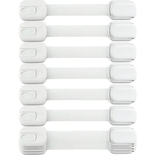 Child Safety Strap Locks (10 Pack) Baby Locks for Cabinets and Drawers, Toilet, Fridge & More. 3M Adhesive Pads. Easy Installation, No Drilling Required, White