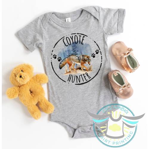 Coyote Hunting Onesies® Coyote Hunter, Brush Wolf, Smuggler Runner, Prairie Wolf, Daddy's Little Hunting Guide, Country Boy, Outdoors, Trend