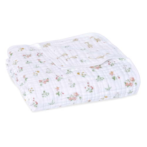 aden + anais essentials cotton muslin blanket, Pink, Country Floral, Infant, Girls
