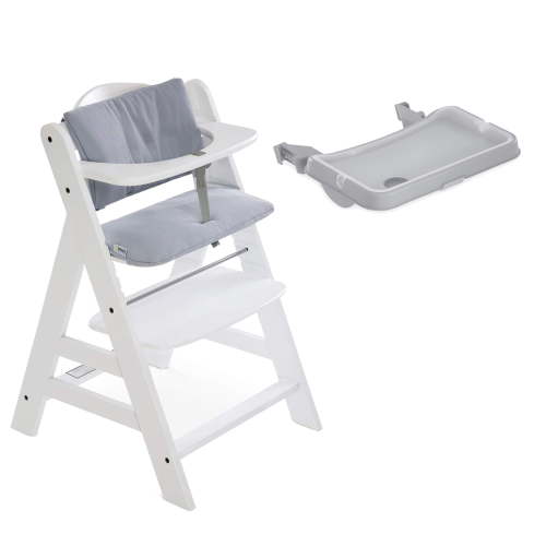 hauck Alpha+/Beta+ High Chair Tray Table & Deluxe Seat Cushion Pad, Grey