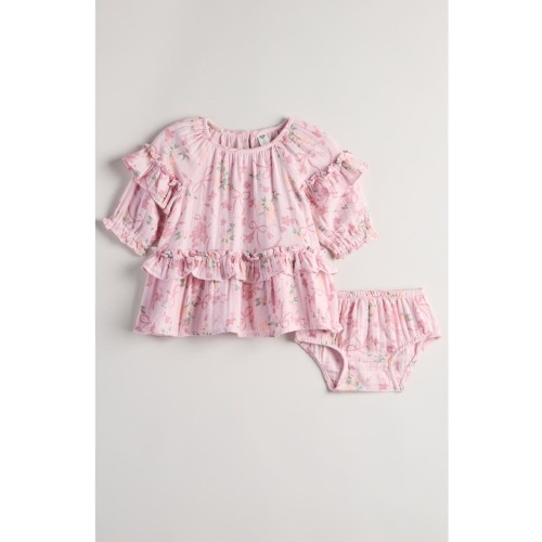 Floral Ruffle Cotton Dress with Bloomers