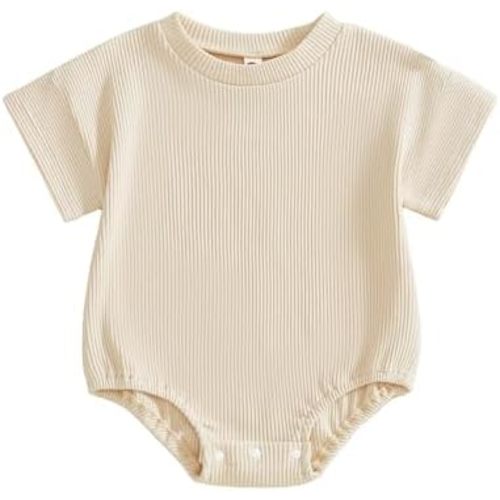 Merqwadd Baby Summer Bubble Romper Infant Boy Girl Short Sleeve Onesie Oversize Cotton T-shirt Bodysuit Top