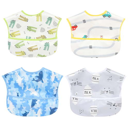 Baby bibs Waterproof Toddler bib - Feeding bib with Pocket for Infant Boy Girl Washable 6-36M