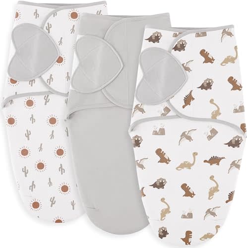 Susurration Swaddle Sleep Sacks 3 Pack 100% Muslin Cotton Swaddle Blanket Small Baby Wrap for 0-3 Months Newborn Sleep Sack Girls,Boys,Infants Essentials,Adjustable Wearable Sleeping Sack (Brown)
