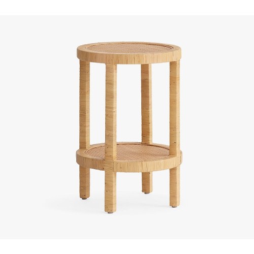 Circular Rattan Side Table (17")