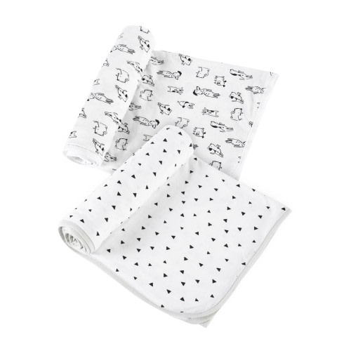 Modern Moments by Gerber Baby & Toddler Boy XL Soft Swaddle Blankets, 2-Pack, White Puppy