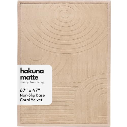 Hakuna Matte CloudSoft Mat for Floor 47" x 67" 3D Arches (Light Beige) | Coral Velvet high-density foam Rug for Crawling & Cozy Play – Non-Slip, Water-Resistant, Easy-CareTummy Time Mat