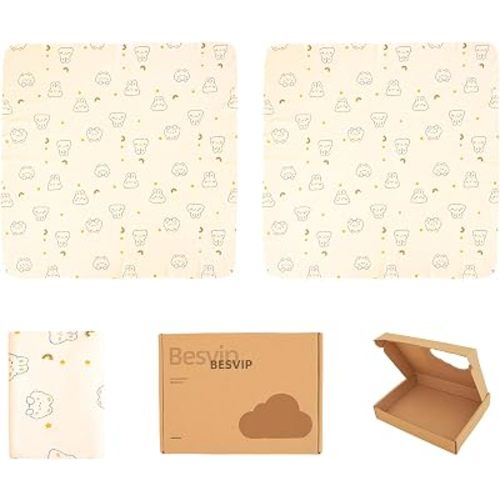 100% Cotton Knitted Baby Swaddle Blanket, 33.5"x33.5", Newborn Swaddle Wrap, Receiving Blankets, Burping Cloth & Stroller Cover (Rainbow - Rabbit)