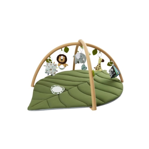 Blissful Diary Baby Play Gym & Activity Mat, Oversize Leaf Shaped Baby Play Mat w 6 Detachable Toys, Tummy Time Mat Promote Motor Skills & Sensory Development Mat, Newborn Infant Baby Essentials Gift