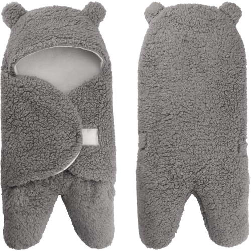 Winter Baby Swaddle Wrap Blanket with Legs for 0-6 Month Boys Girls-Soft & Warm (Grey)