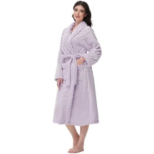 Yurhap Premium Robes for Women - Super Soft Cozy Fleece Womens Robe Plush Long Bathrobe