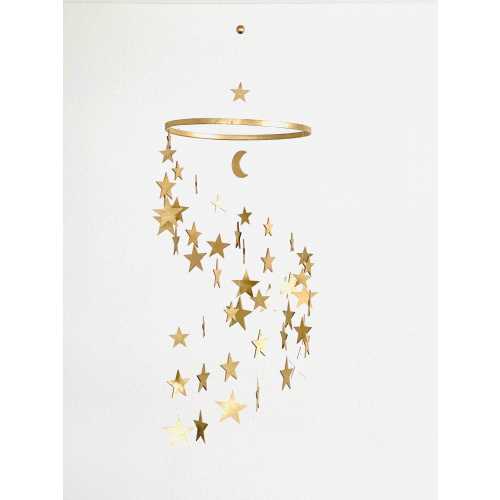 Gold stars baby mobile, silver stars and moon mobile nursery, moon baby mobile, night baby mobile, minimalist mobile, gender neutral mobile