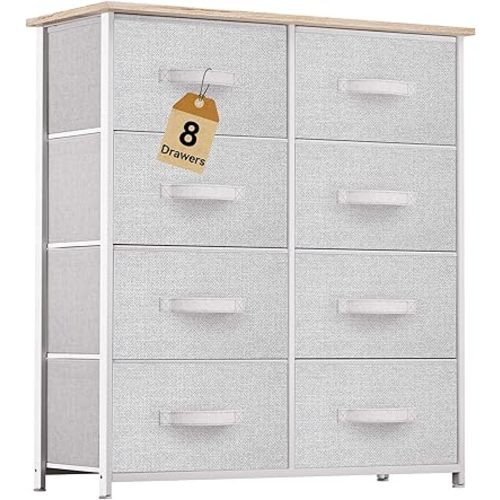 YITAHOME 8 Drawers Dresser - Fabric Storage Tower, Organizer Unit for Room, Living Room & Closets - Sturdy Steel Frame, Easy Pull Fabric Bins & Wooden Top