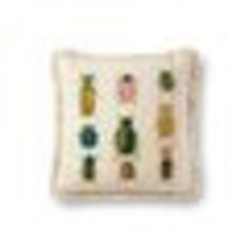 Rifle Paper Co. x Loloi Pillow | Beetles and Bugs Embroidered Pillow - 18 x 18 Cover Only / Natural / Multi