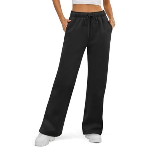 ATHMILE Womens Sweatpants 2025 Fall Baggy Wide Leg Sweatpant Fleece Lined Straight Leg Sweat Pants