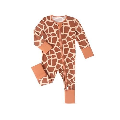Unisex Baby Bamboo Viscose Long Sleeve Romper, Cute Prints Zipper Footless Jumpsuit, Toddler One-Piece Outfits