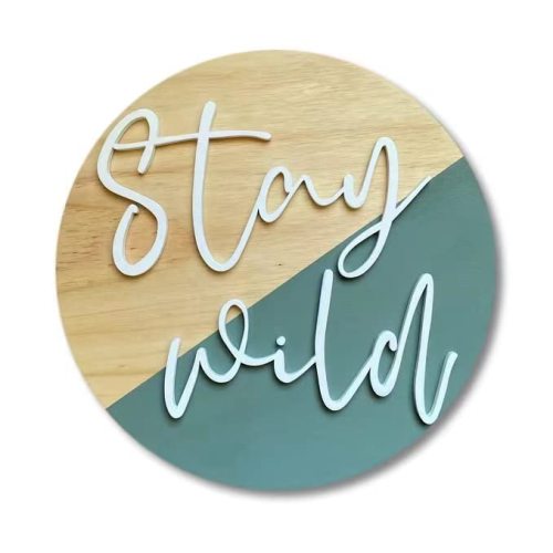 Stay Wild Lavender Inspired Wood Sign - Boho 3D Laser Cut Wall Art, Kids & Baby Room Sign, 12 Inch