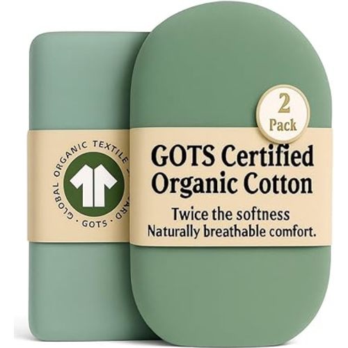 GOTS Organic Halo Bassinet Sheets | SNOO Sheets – Thickest & Softest Organic TURKISH Cotton 200GSM - Fits Halo Bassinest Swivel Sleeper and Oval or Rectangle Bassinets Mattress | 2-Pack Boys and Girls