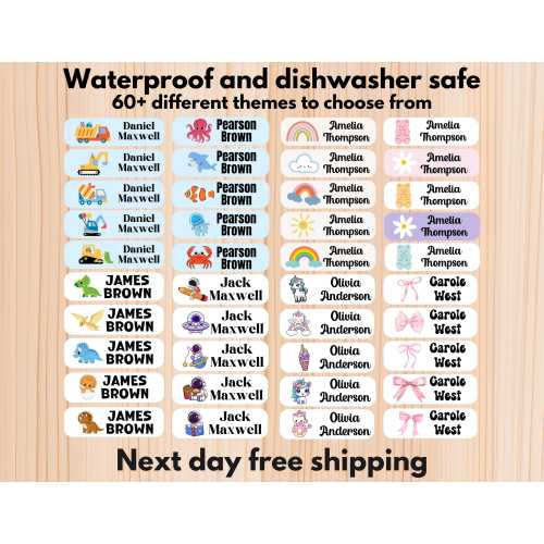102 Waterproof Daycare Labels, Dishwasher Safe , Iron on, Summer camp name labels, School Supply, Customized Labels, Water bottle name label