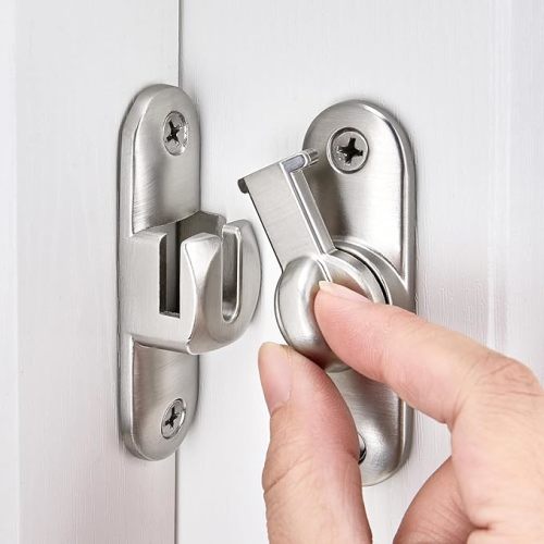 2 Packs White Barn Door Latches,90/180 Degree Gate Lock,Flip Gate Latches Hardware,Zinc Alloy Right Angle Door Lock Latch,Door Security Sliding Door Latch Lock for Cabinets,Bathroom