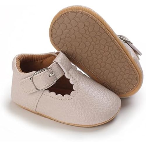 Infant Baby Girls Princess Wedding Dress Mary Jane Flats,Toddler Soft Sole Prewalker Sparkly Lightweight Shoes